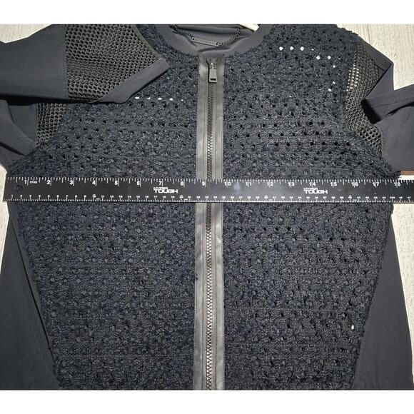 Elie Tahari Black Mesh Front & Trim Zip Front Blazer Moto Grunge Punk MEDIUM - Picture 8 of 12